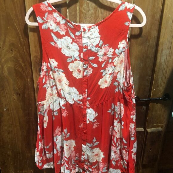 TORRID BLOOD ORANGE FLORAL CHALLIS FLOWY BABYDOLL TANK WOMENS 2X - Picture 10 of 10